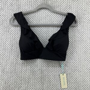 Sea Level Australia Bikini Women US6 Black Essentials Frill Bra Top Ruffle